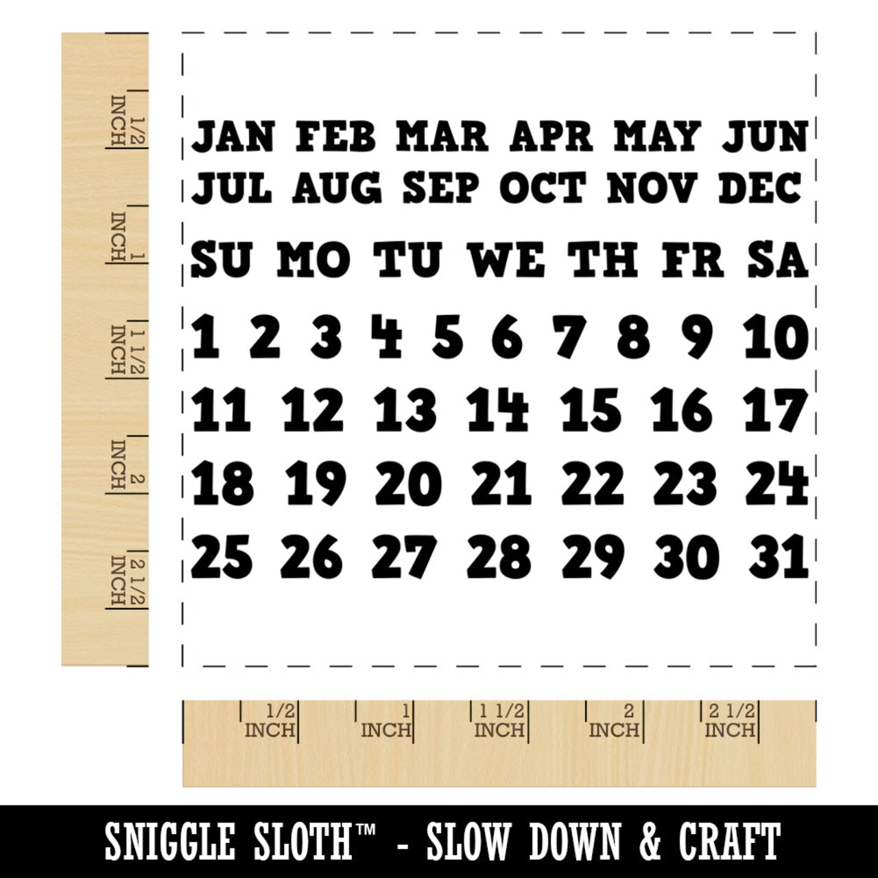 Perpetual Calendar Date Fill-In with Days of the Week Month Square